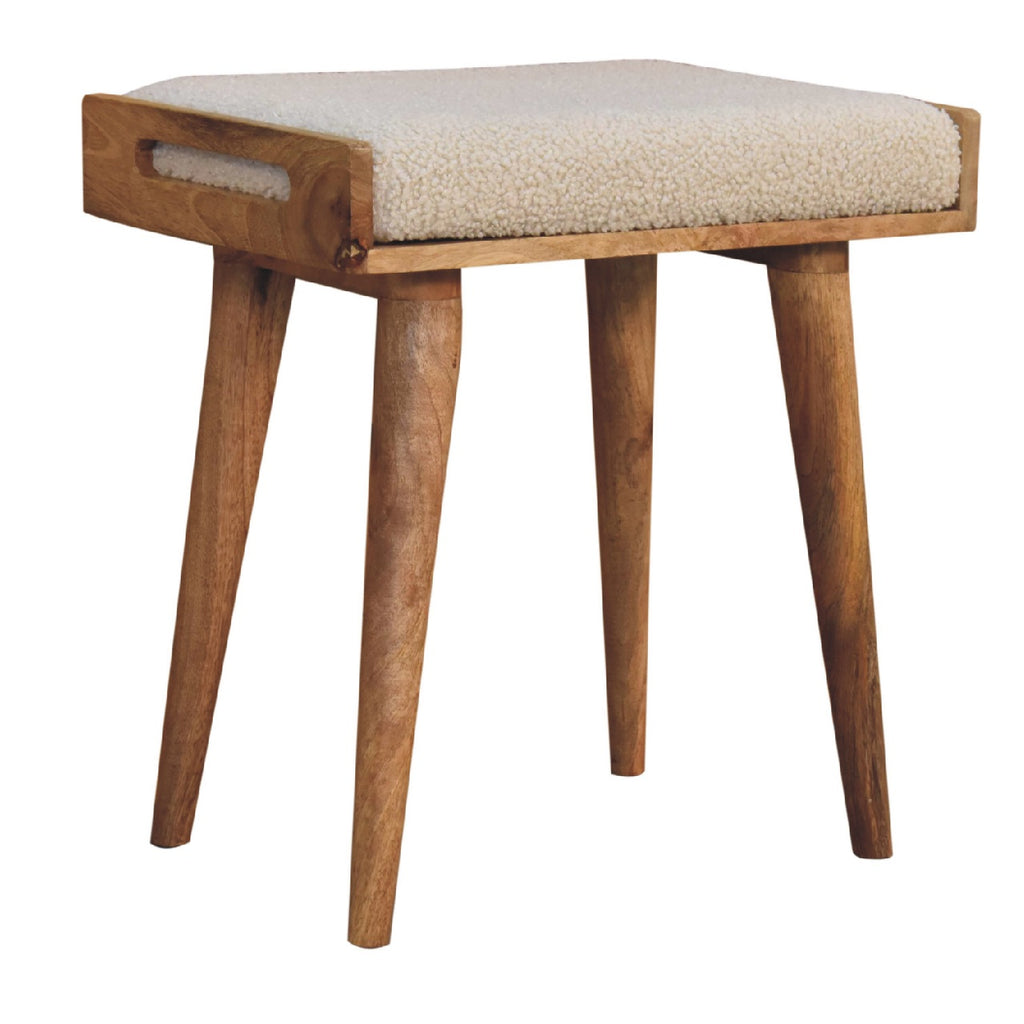 Atelier cream boucle stool close-up of handwoven cotton texture