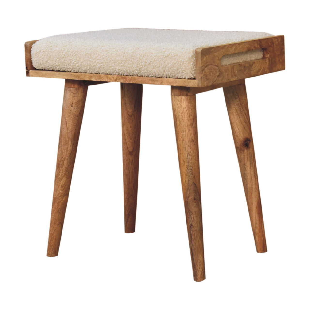 Atelier cream stool in living room as footstool setting