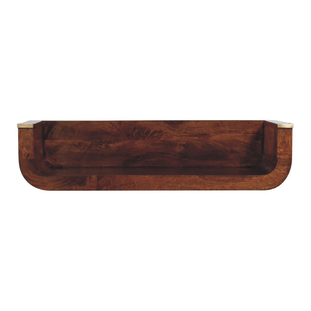 Cora floating Console Table Solid Wood - Chestnut Finish