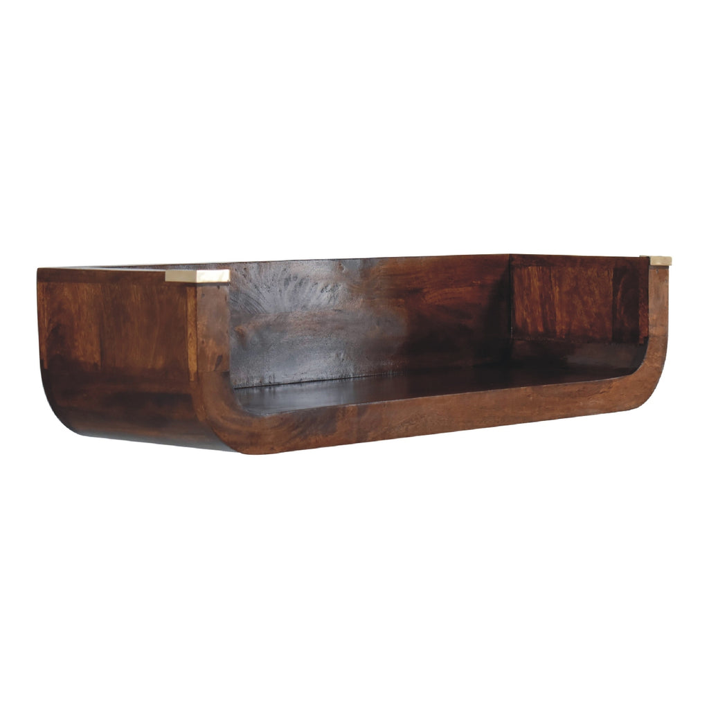 Cora floating Console Table Solid Wood - Chestnut Finish