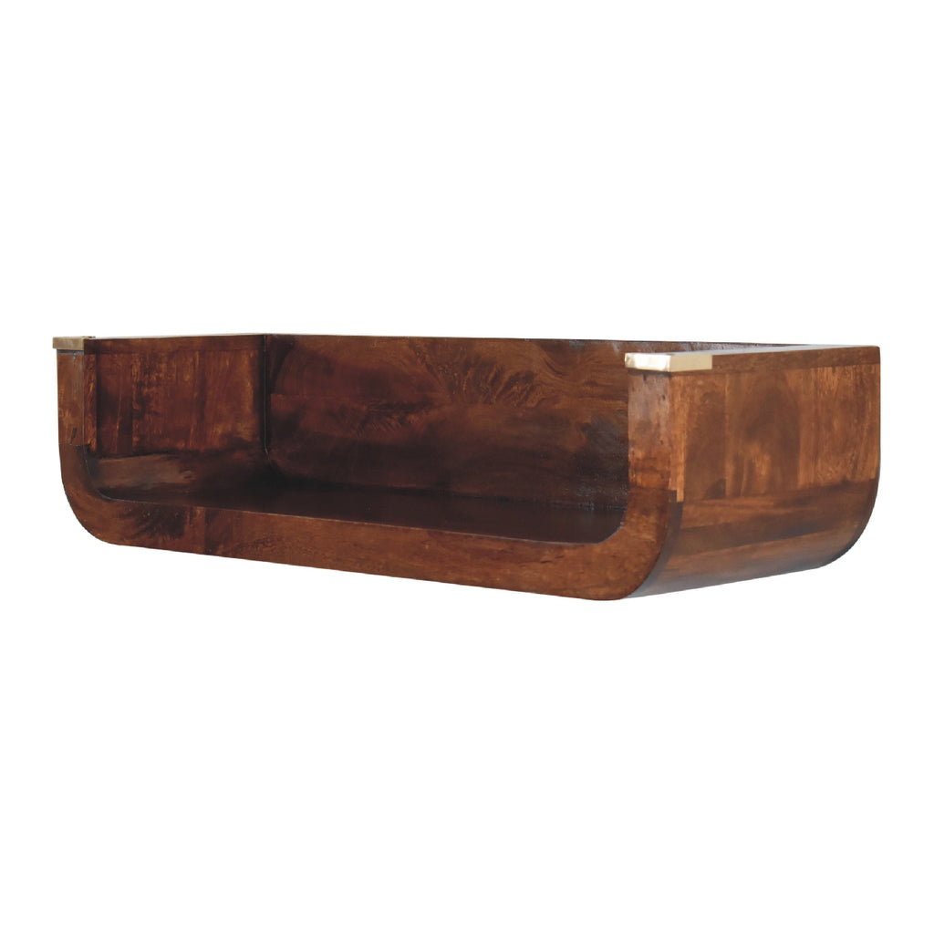 Cora floating Console Table Solid Wood - Chestnut Finish