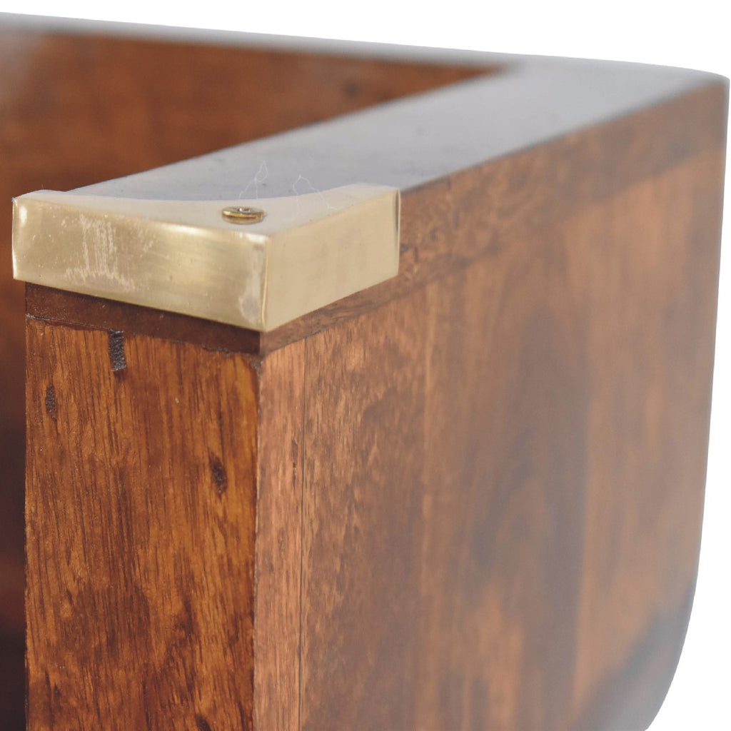 Cora floating Console Table Solid Wood - Chestnut Finish