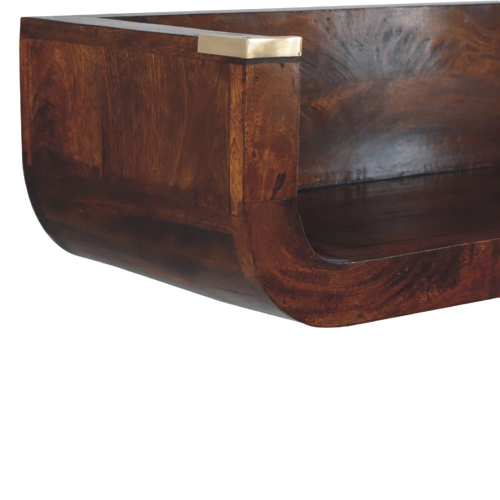 Cora floating Console Table Solid Wood - Chestnut Finish