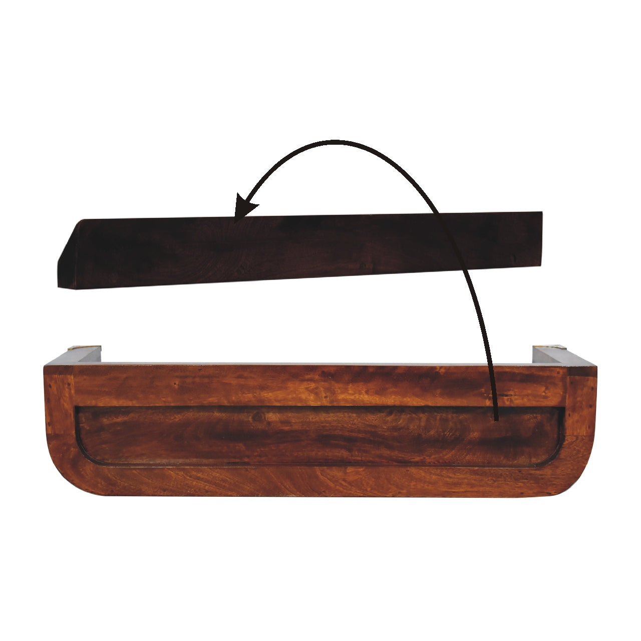 Cora floating Console Table Solid Wood - Chestnut Finish