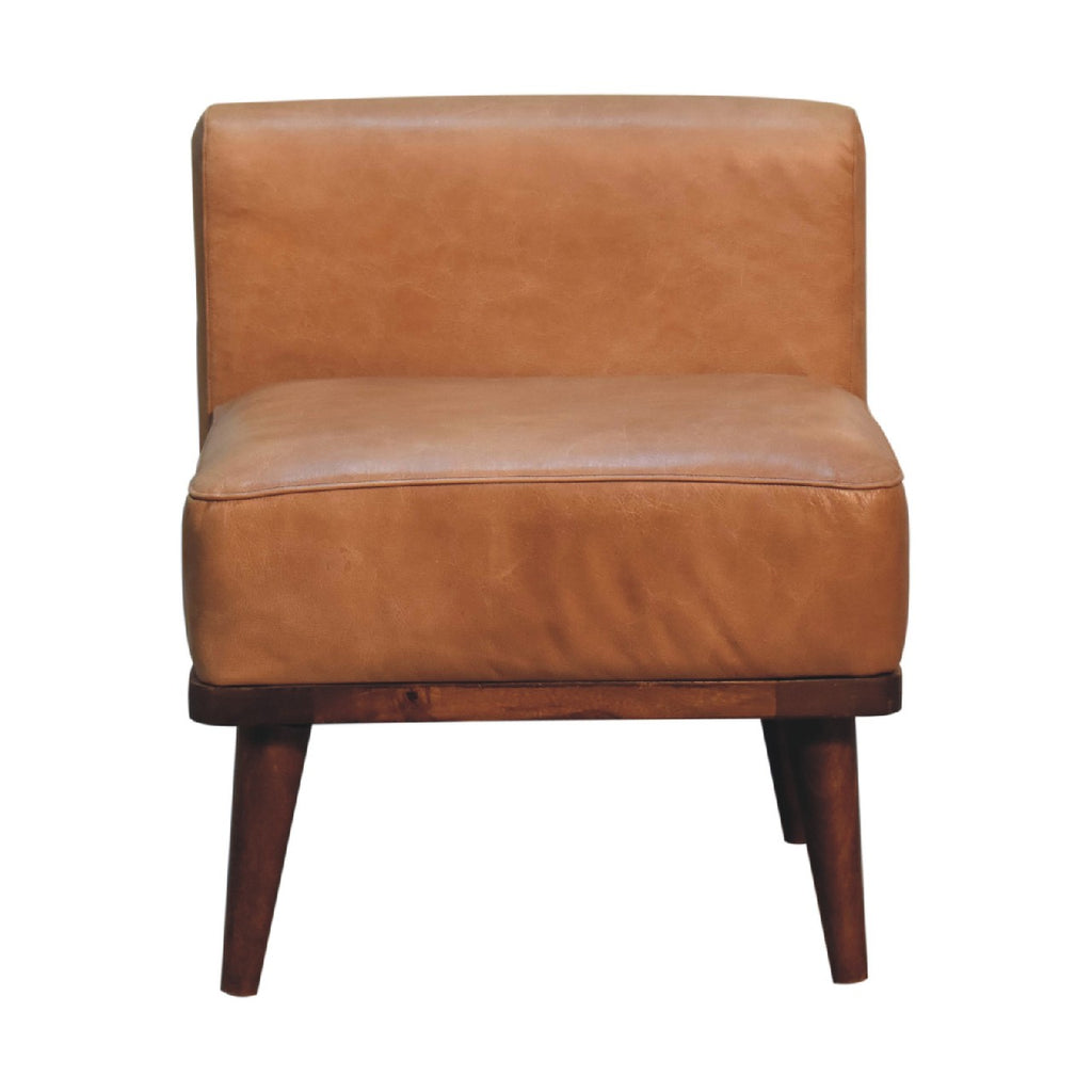 Dakota tan stool side view showing tapered legs