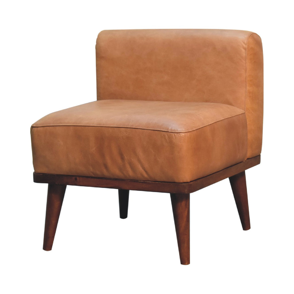 Dakota tan leather stool close-up of premium buffalo leather texture