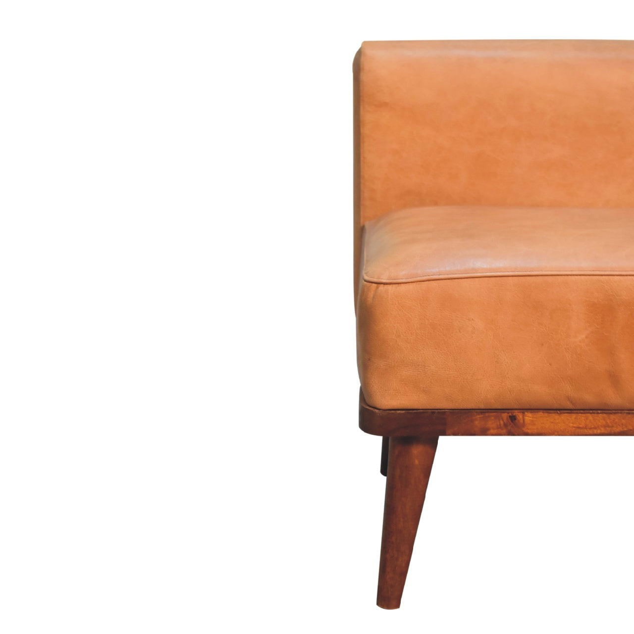 Dakota tan stool top view showing leather surface