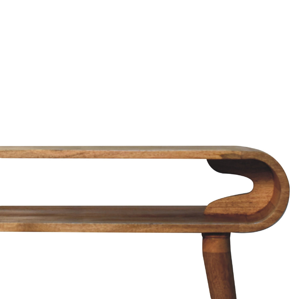 Amaya oak console table styled as compact dressing table