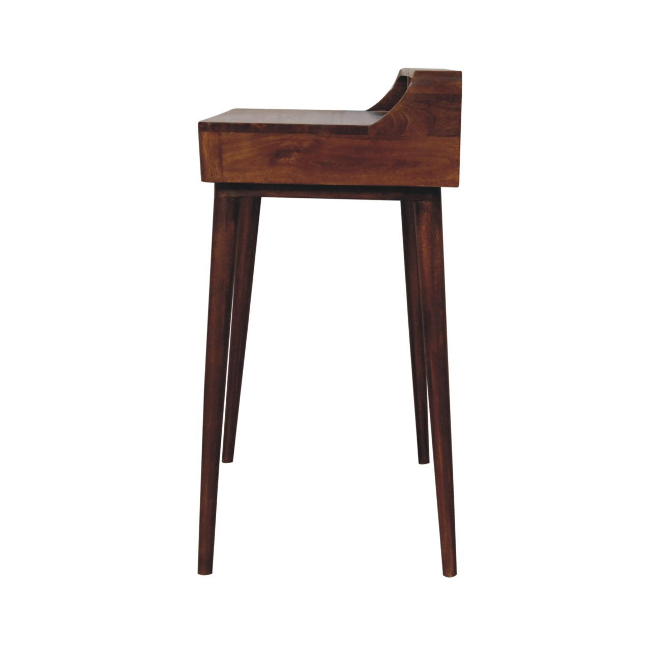 Elevated chestnut console table dimensions scale reference