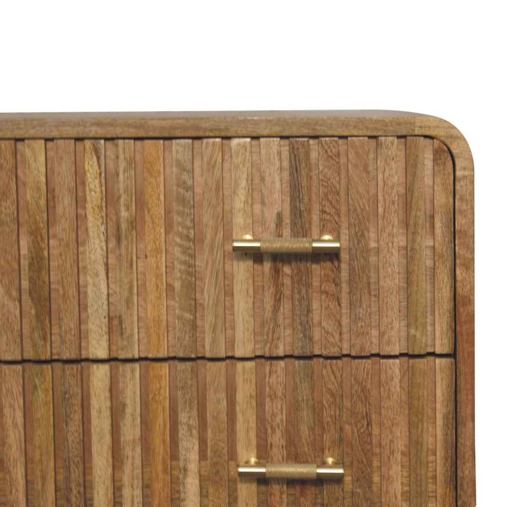 Oslo fluted chest top surface with mirror closed view