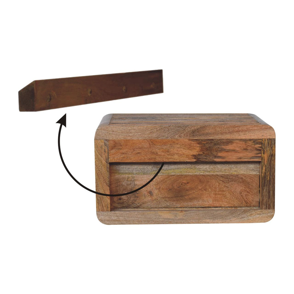 Soba oak finish bedside lifestyle shot in compact bedroom