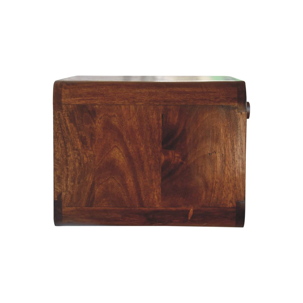 Chestnut woven wall-mounted bedside dimensions scale view
