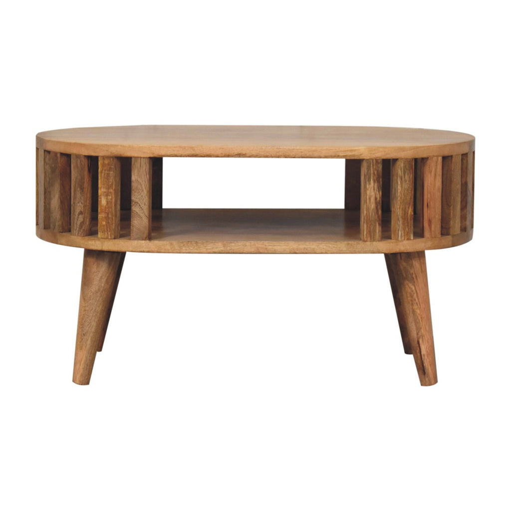 Mini Novella coffee table side view showing Nordic legs