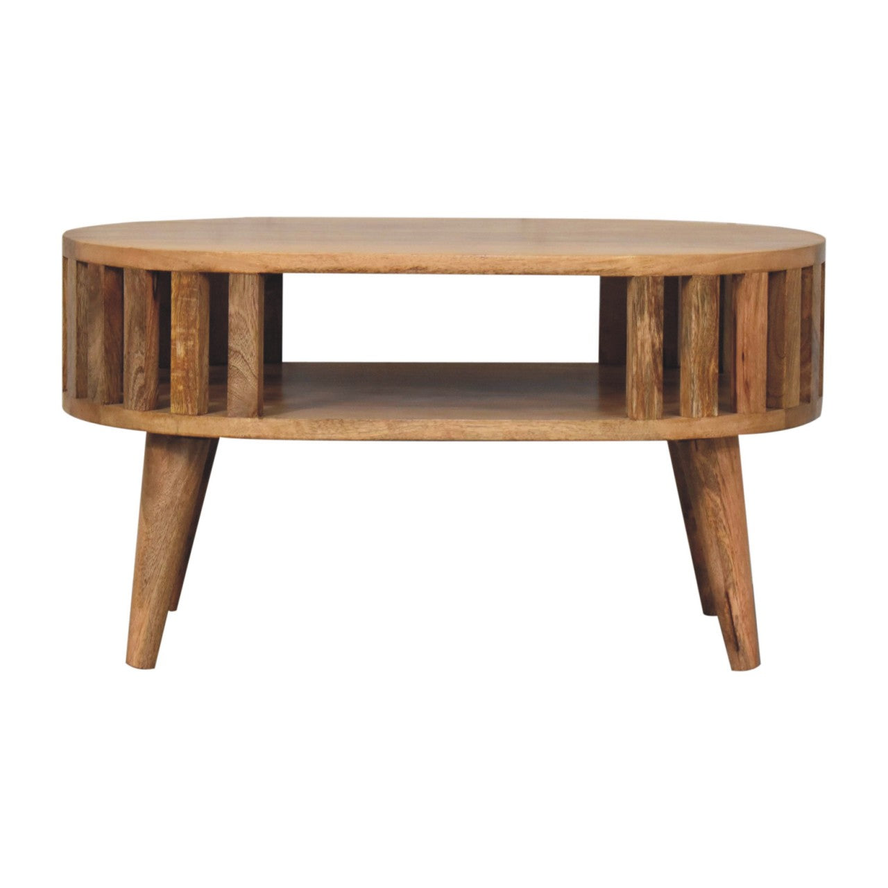 Mini Novella coffee table side view showing Nordic legs