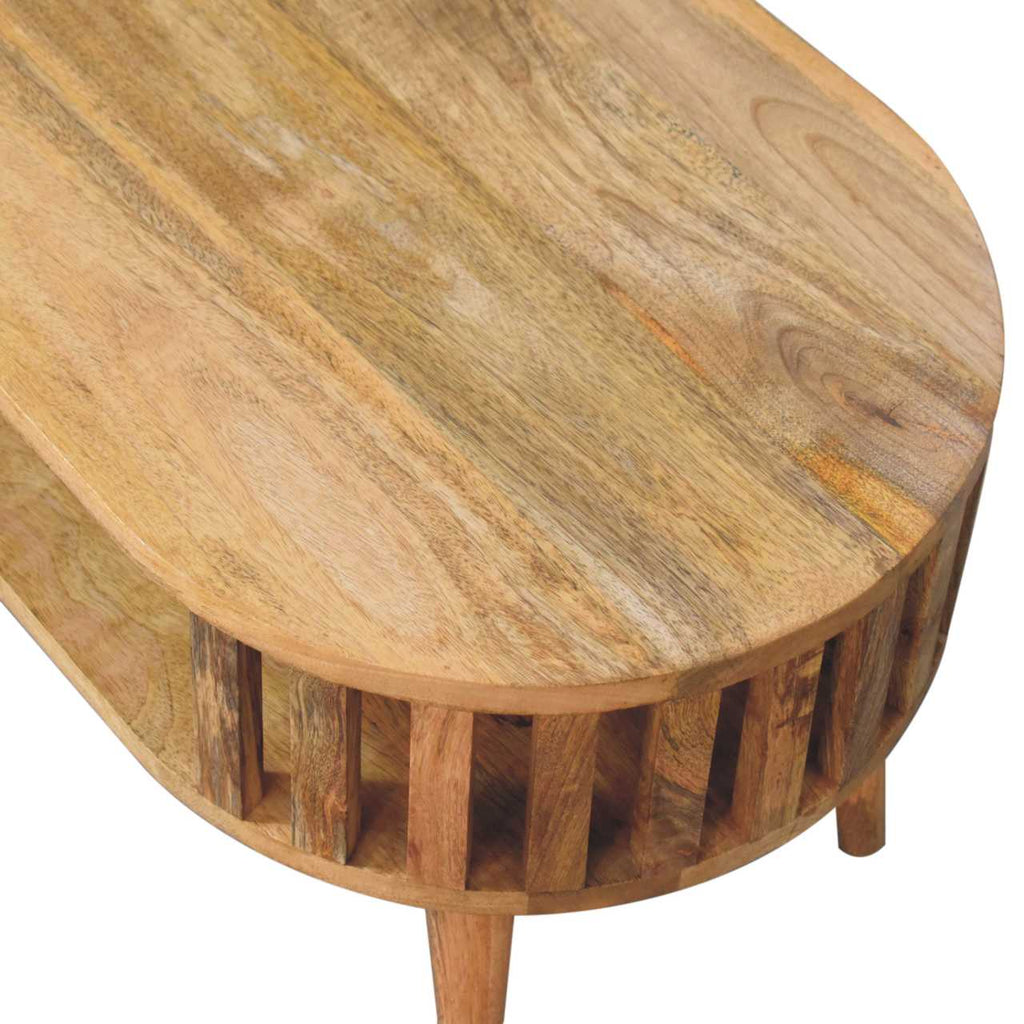 Mini Novella oak coffee table angled view showing full profile