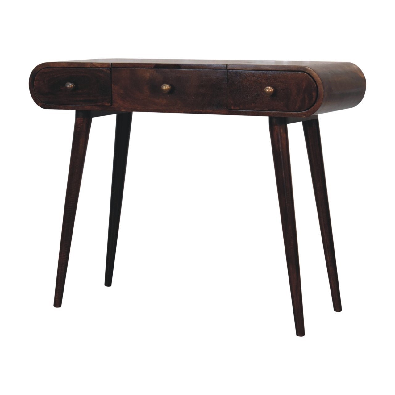 Malibu walnut dressing table in bedroom vanity setting