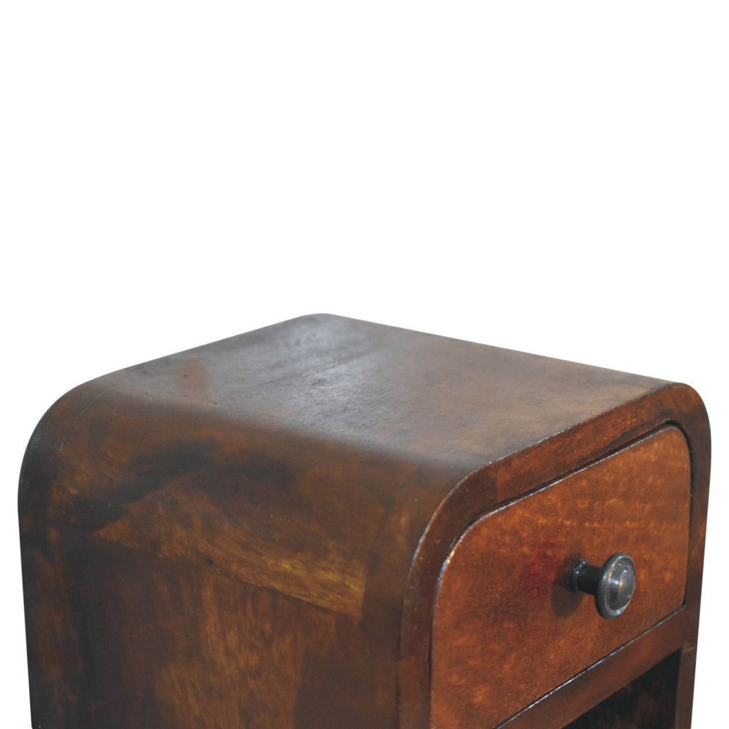 Ultra-compact chestnut floating bedside rear view