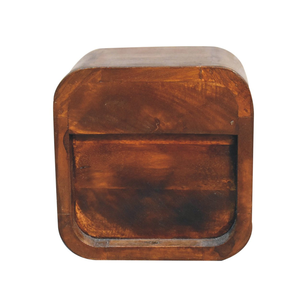 Ultra-compact chestnut floating bedside full room view