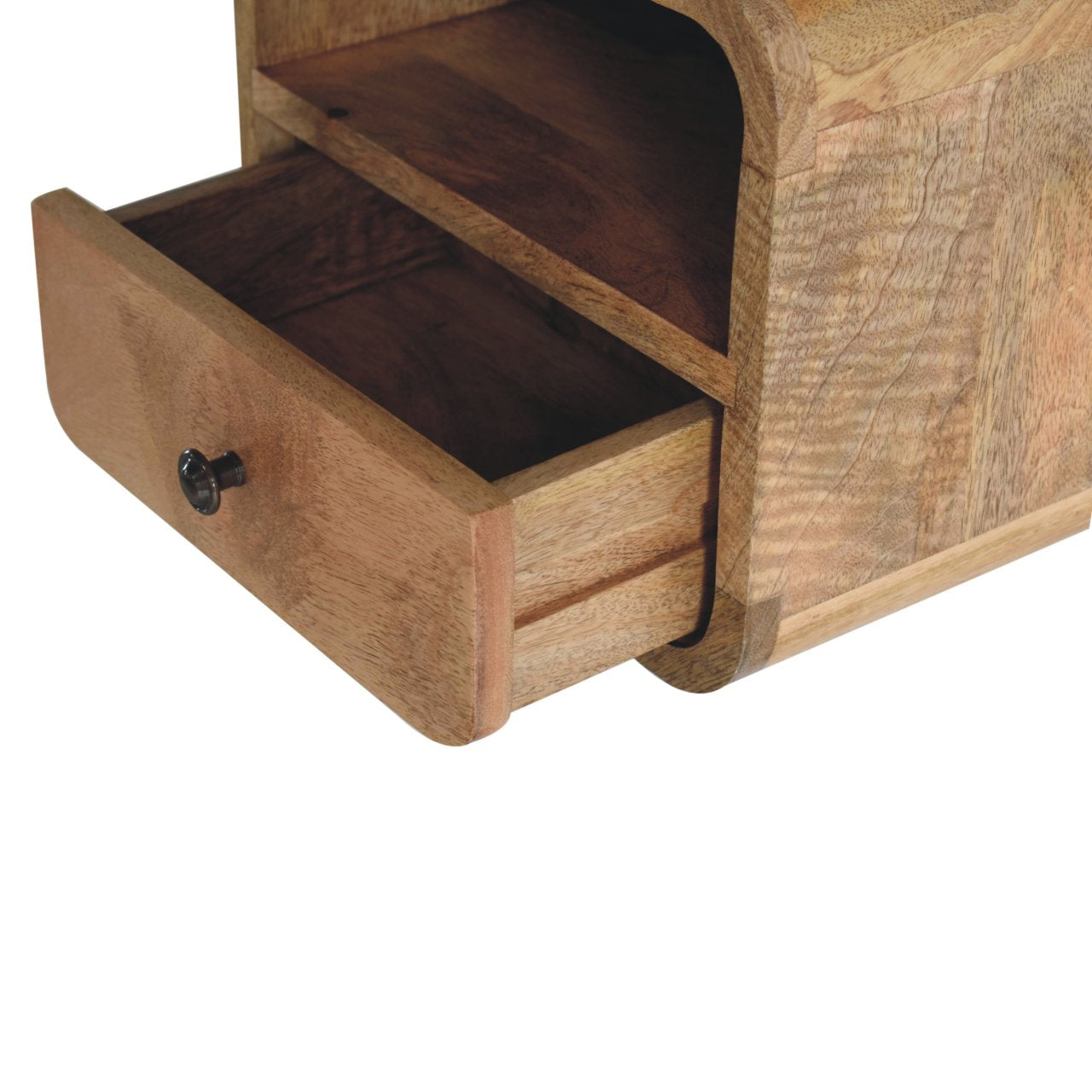 Curved oak floating bedside dimensions reference