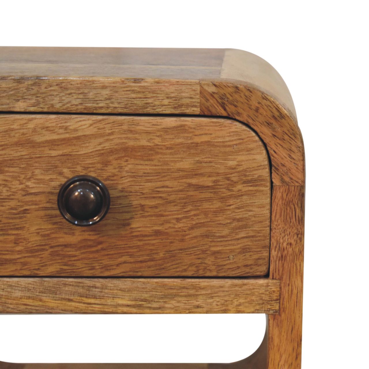 Ultra-compact oak bedside upper drawer top surface view