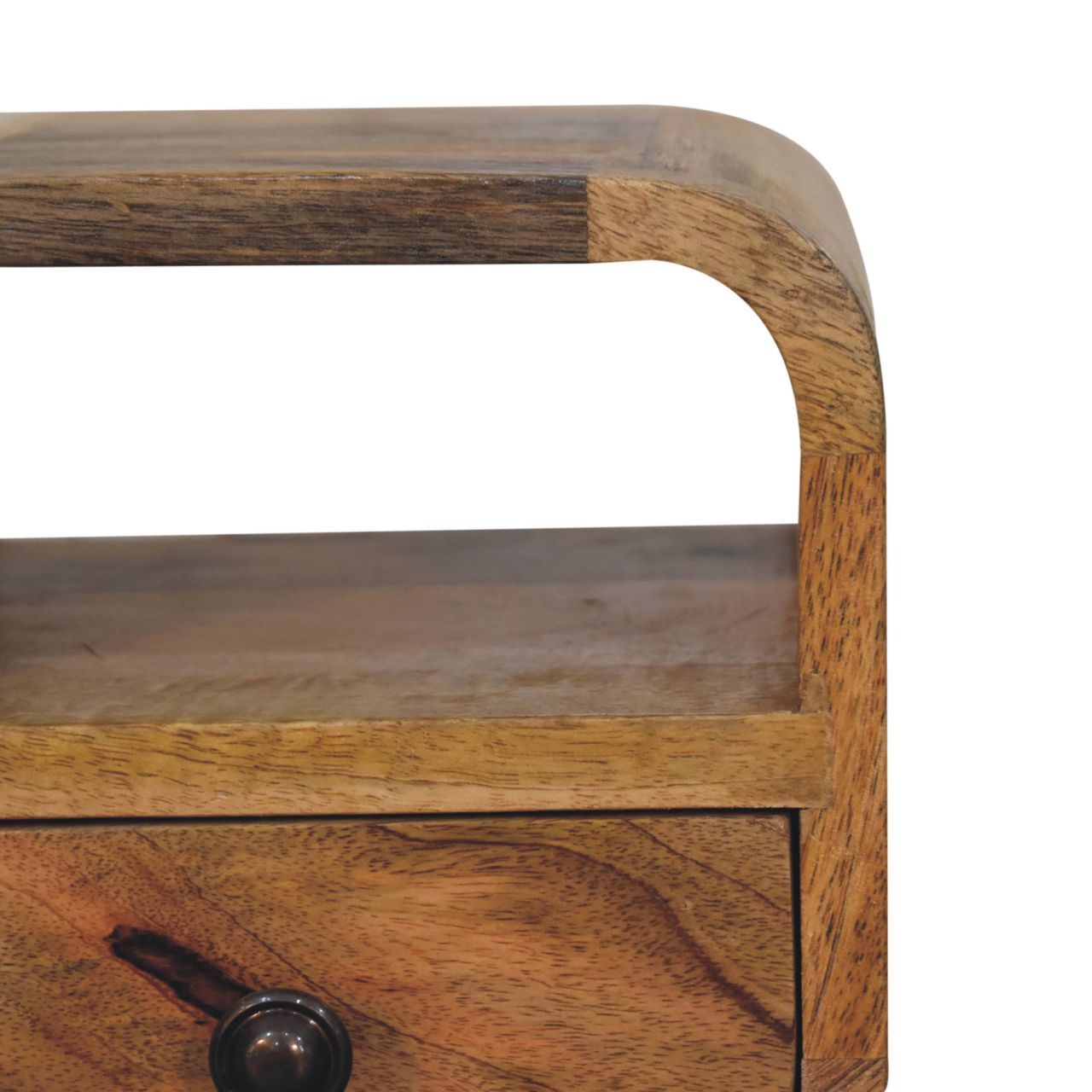 Ultra-compact oak bedside top surface view