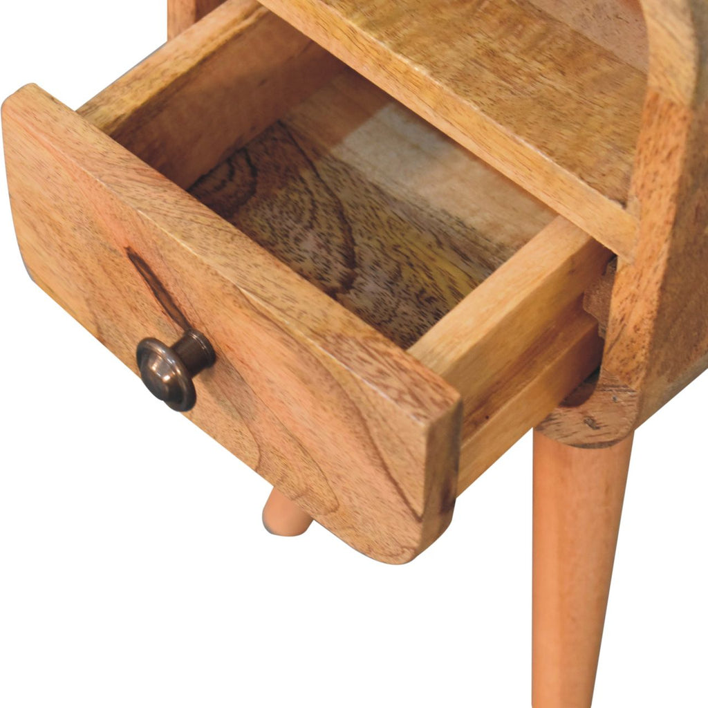 Ultra-compact oak bedside rear view