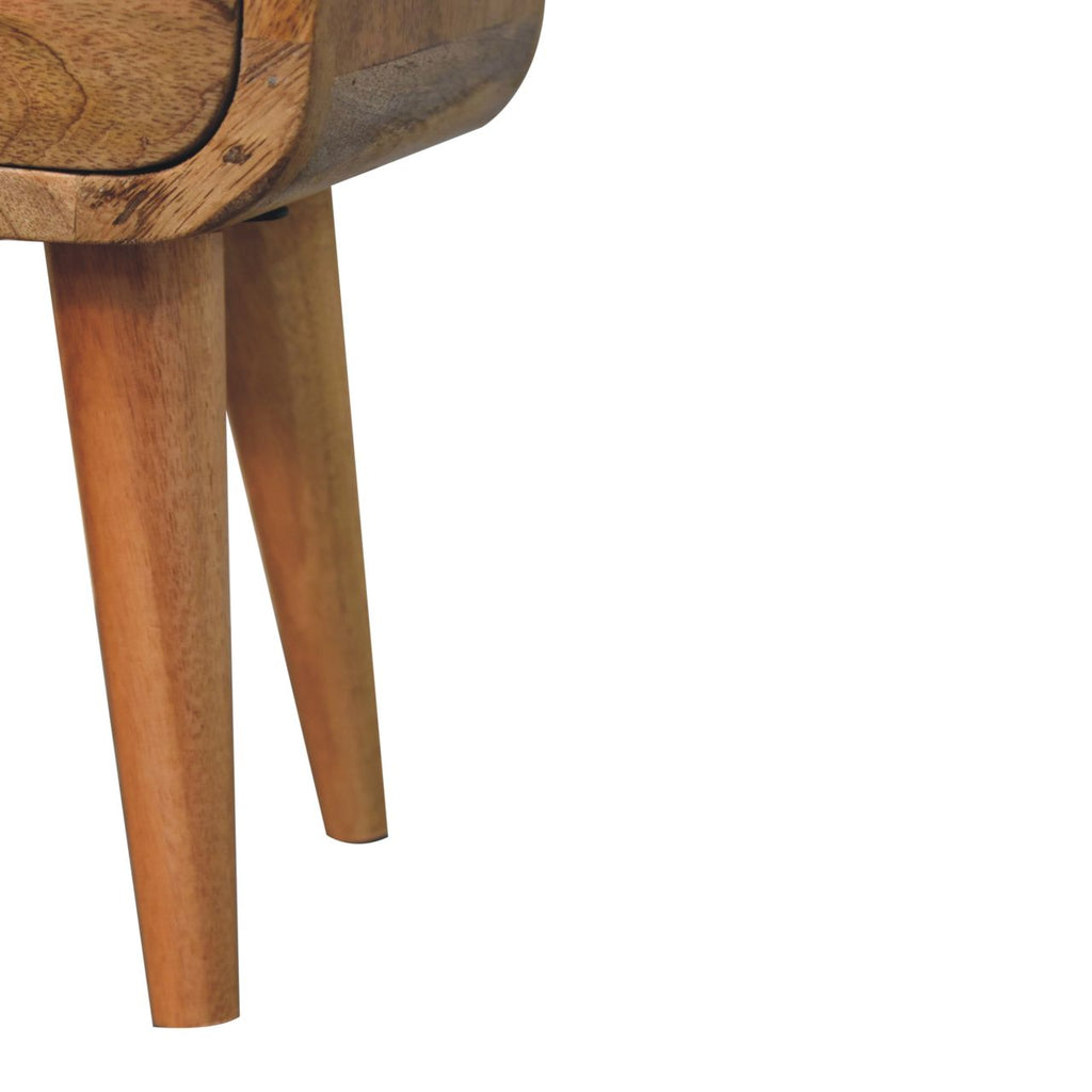 Ultra-compact oak bedside dimensions scale reference
