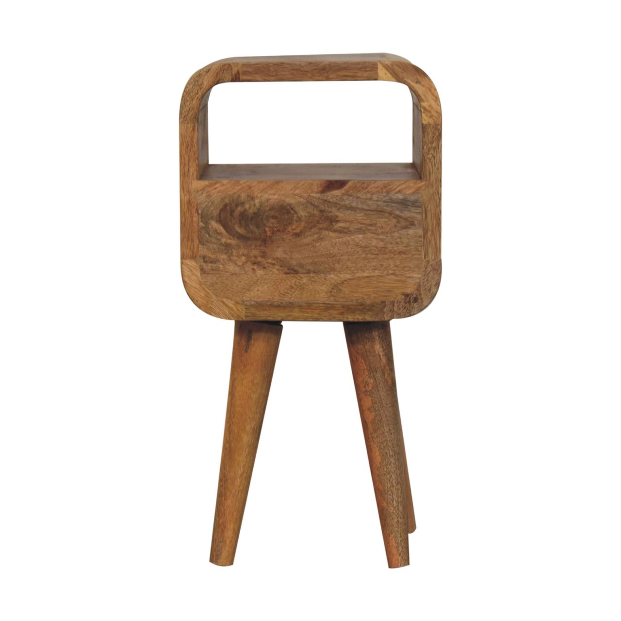Ultra-compact oak bedside full room minimalist view