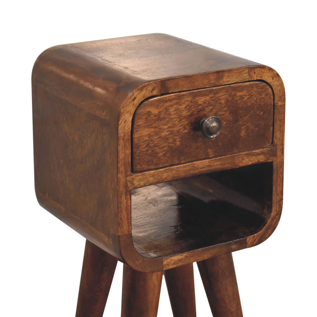 Ultra-compact chestnut bedside angled view