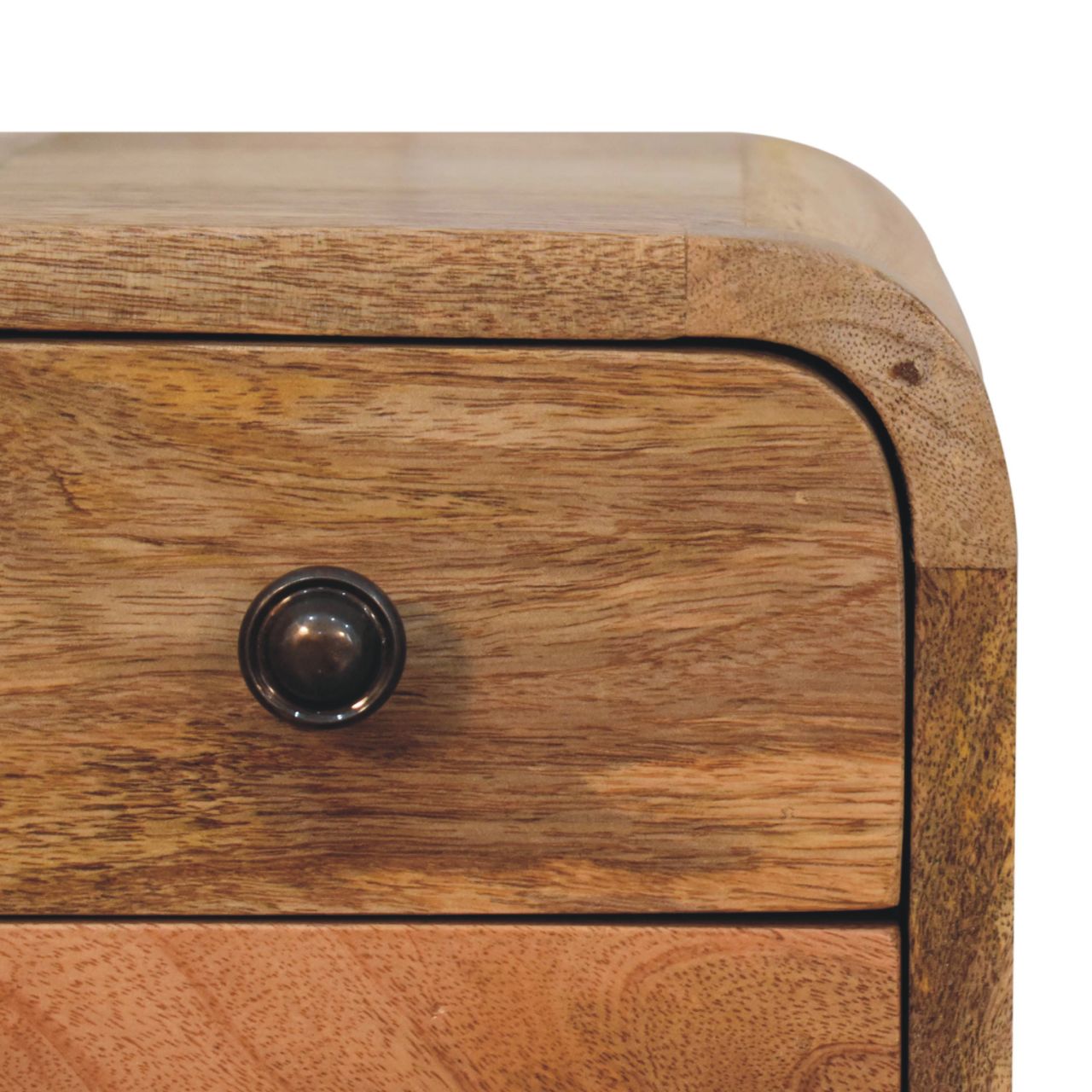 Ultra-compact oak bedside pull knobs detail