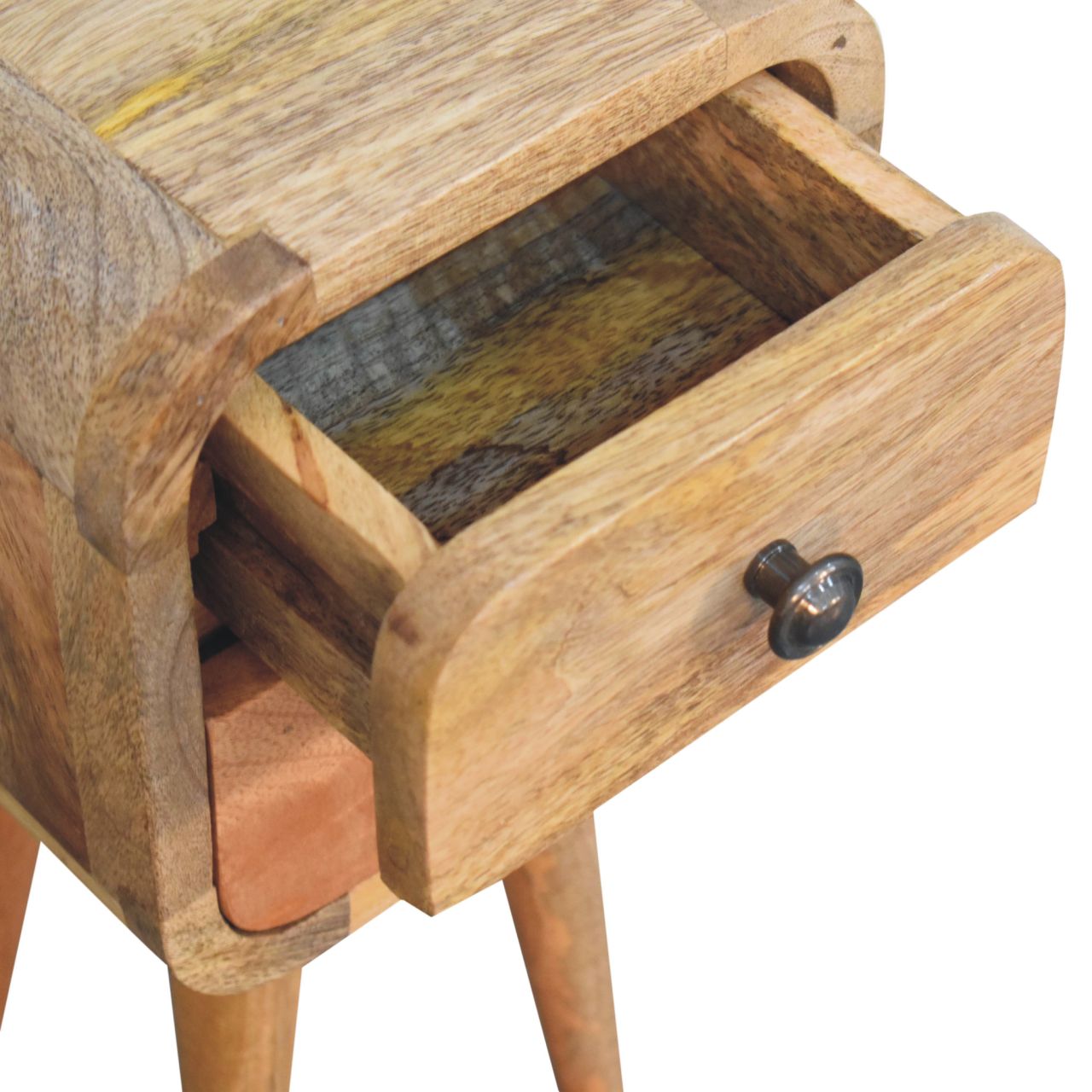Ultra-compact oak bedside rear view