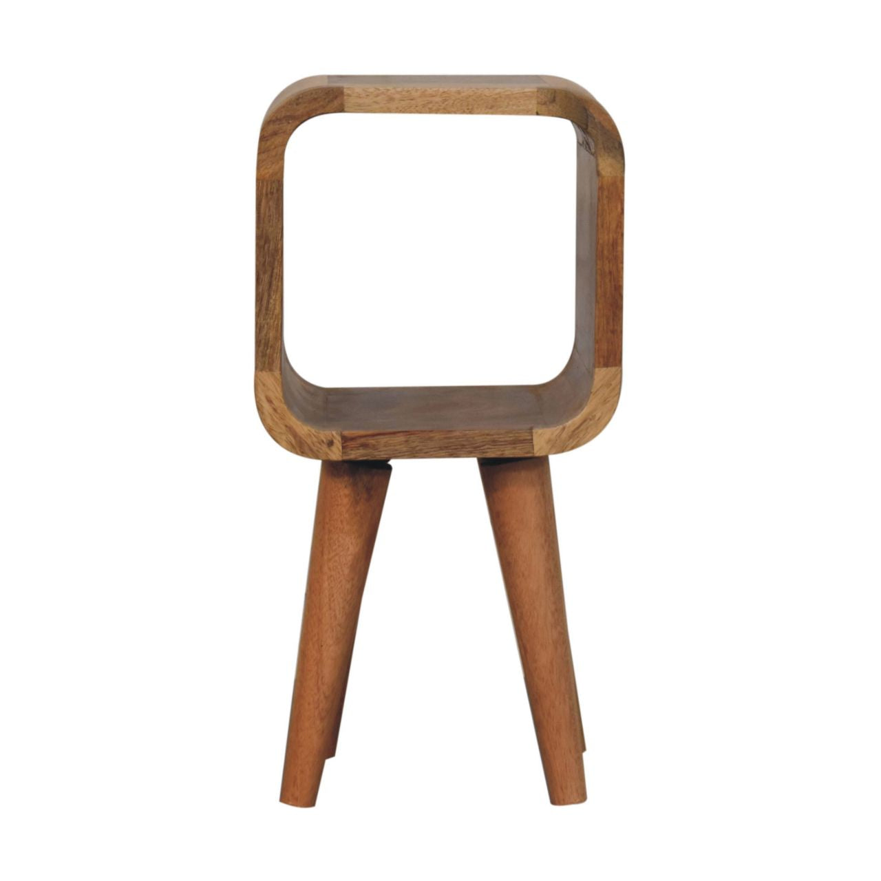 Ultra-compact minimalist oak bedside side view showing Nordic legs