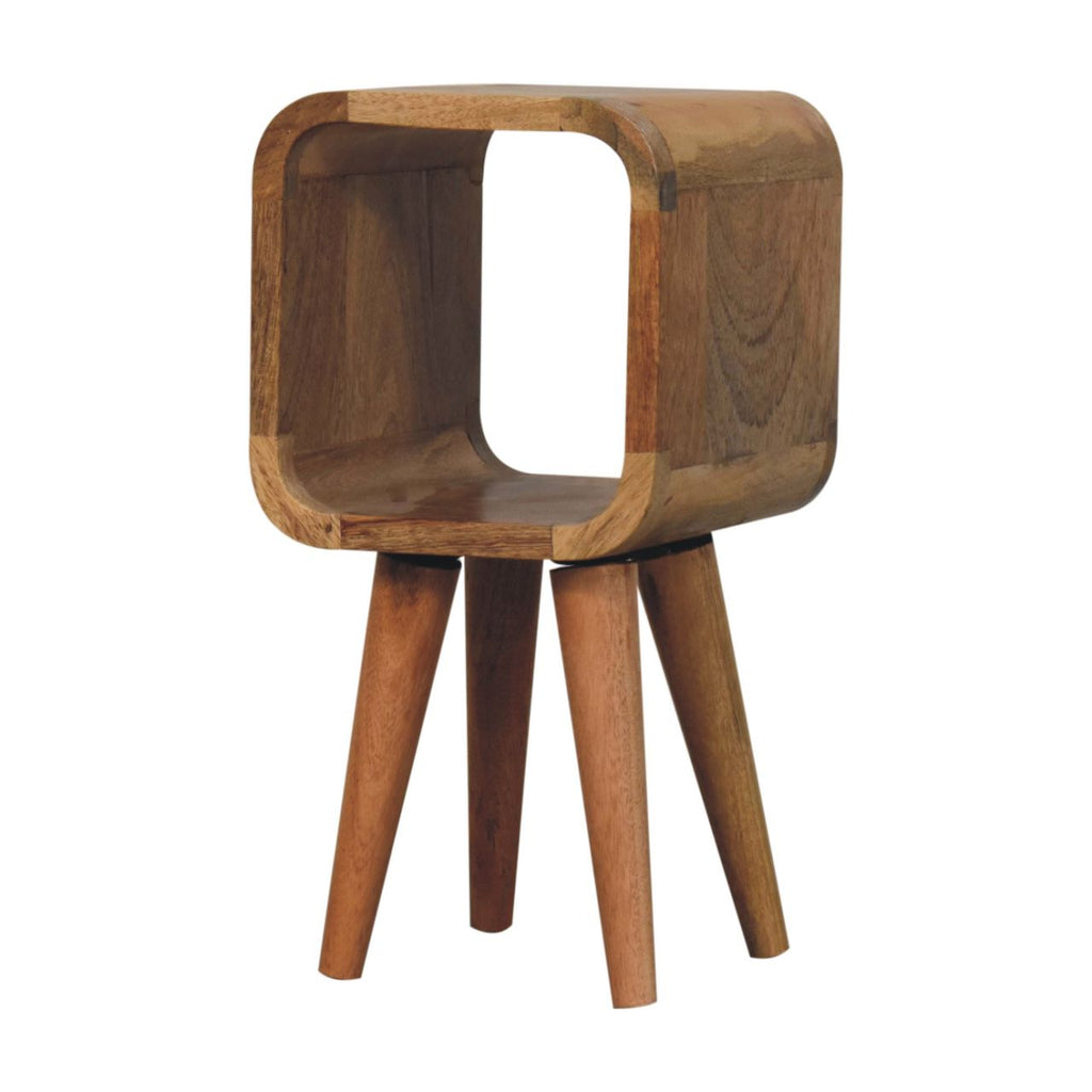 Ultra-compact minimalist oak bedside top surface view