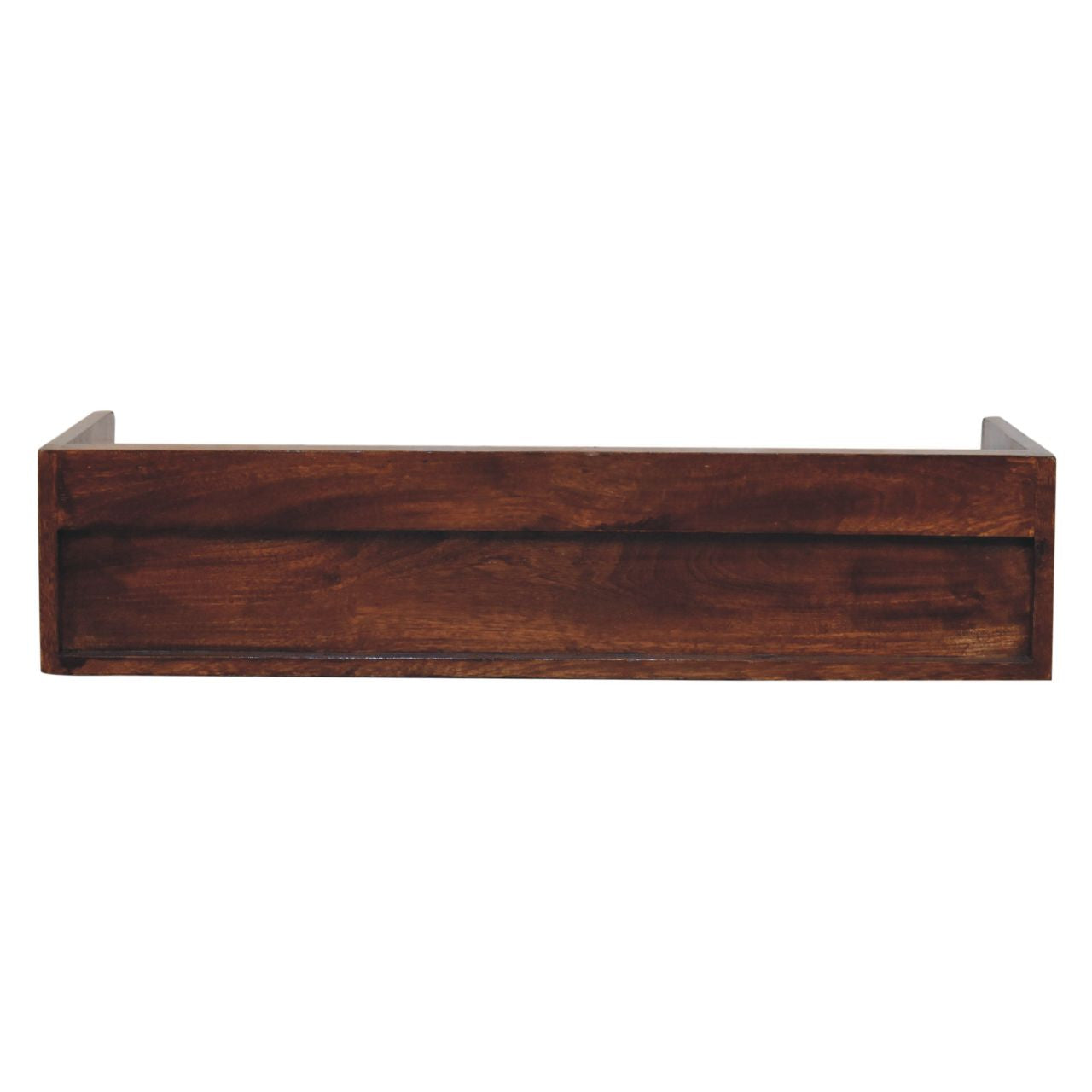 Lumina floating chestnut console full room context view
