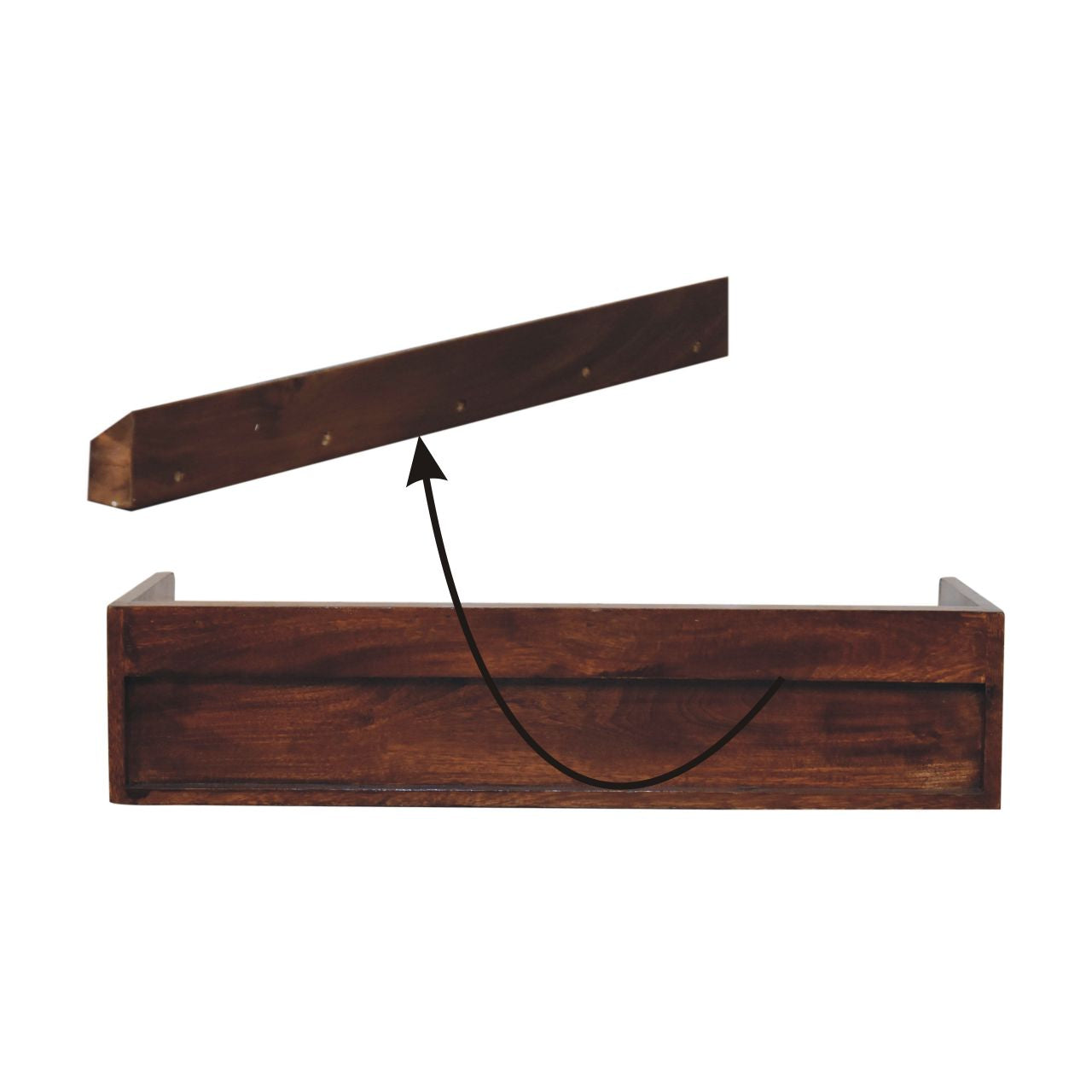 Lumina chestnut console drawer detail with pull knob