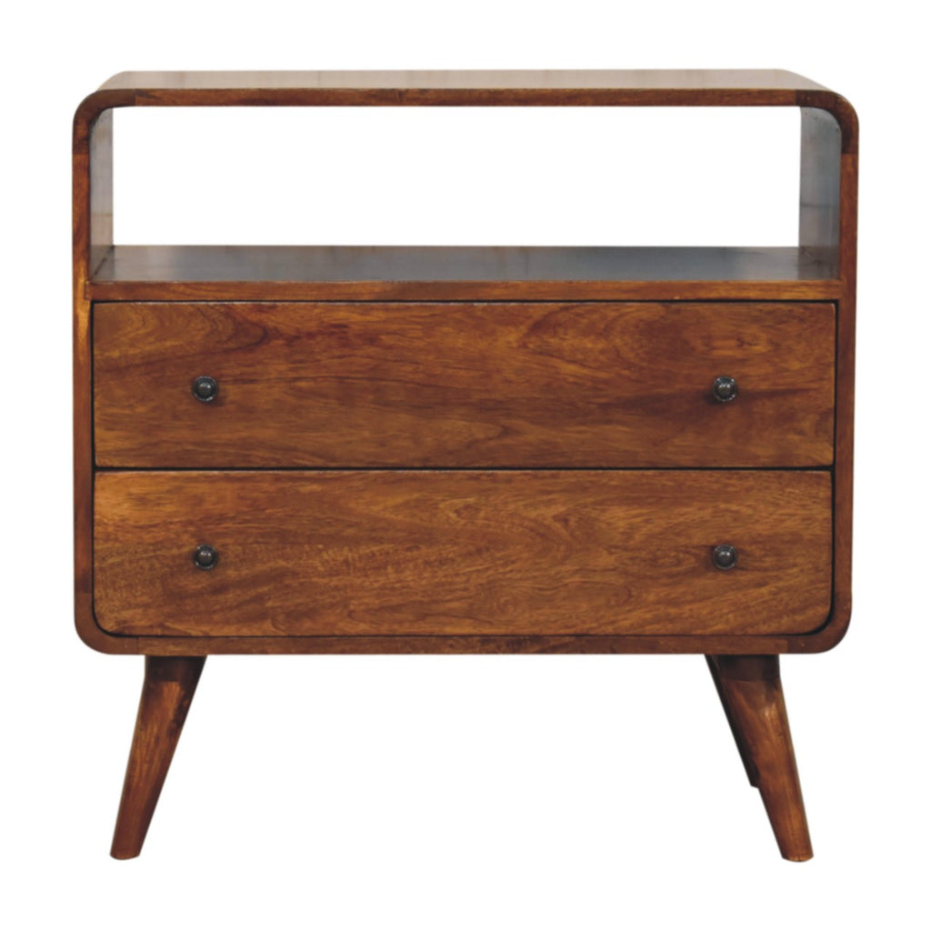 Kenji Solid Wood 2 Drawer Chest - Chestnut Finish