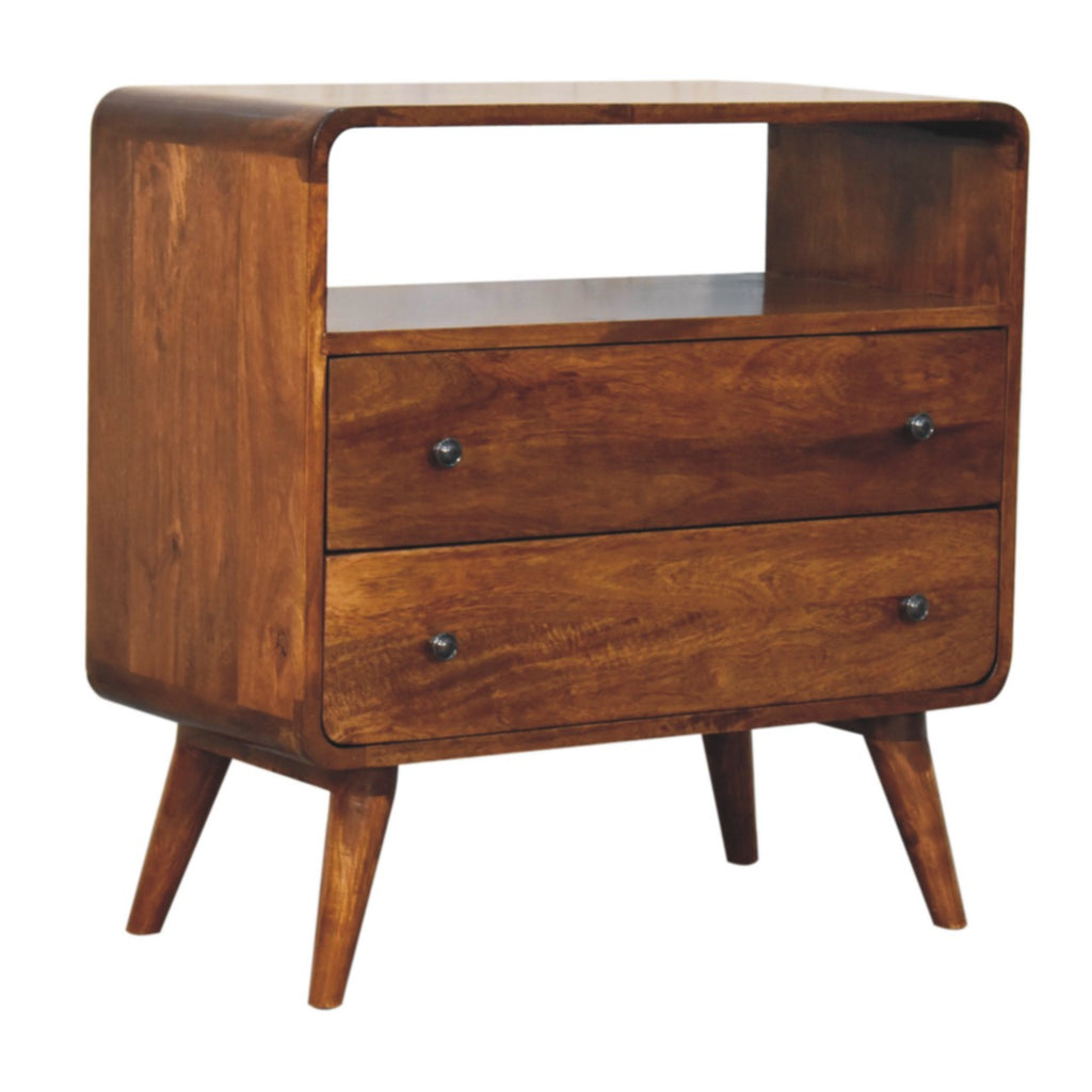 Kenji Solid Wood 2 Drawer Chest - Chestnut Finish