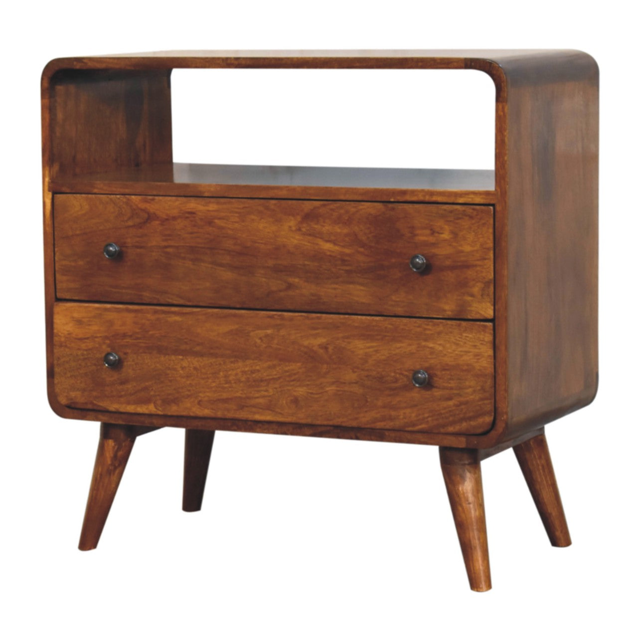 Kenji Solid Wood 2 Drawer Chest - Chestnut Finish