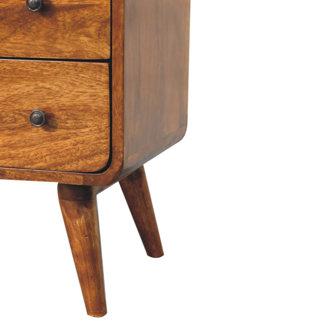 Kenji Solid Wood 2 Drawer Chest - Chestnut Finish