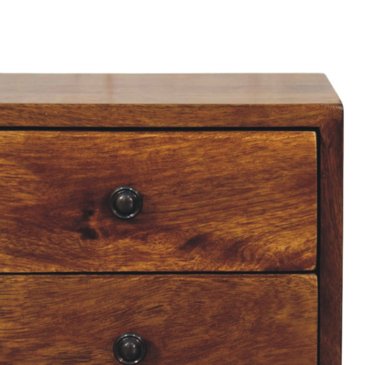 Astrid Mini Floating 2-Drawer Solid Wood Bedside Table - Chestnut Finish