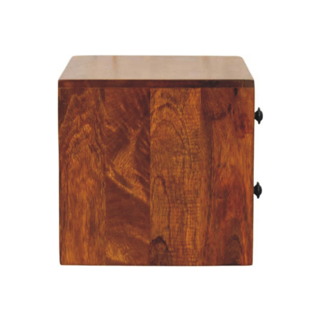 Astrid Mini Floating 2-Drawer Solid Wood Bedside Table - Chestnut Finish