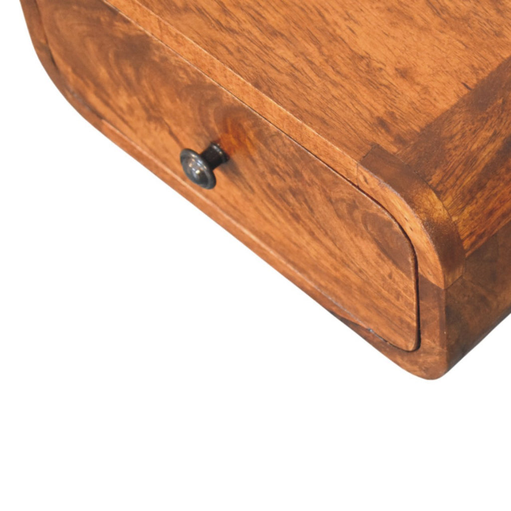 Elora chestnut floating bedside rear view