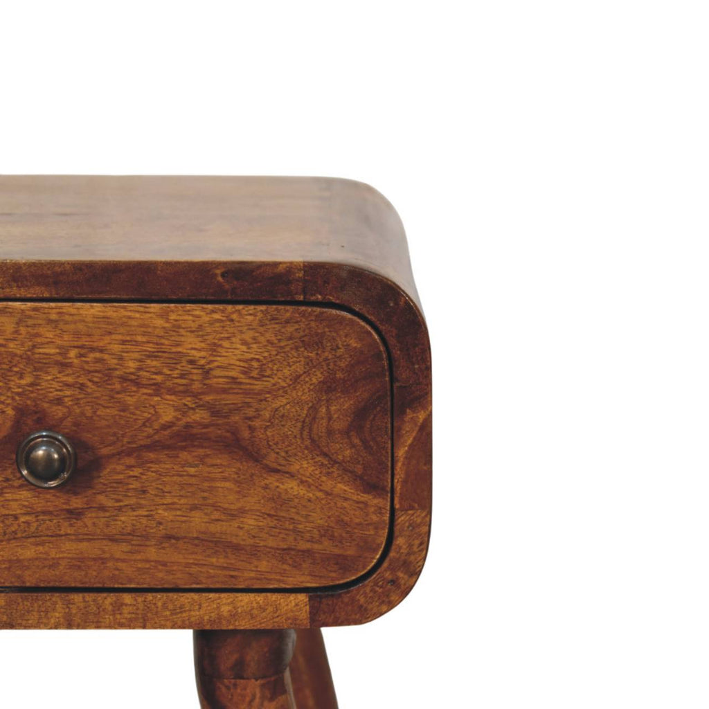 Elora chestnut bedside knob detail close-up