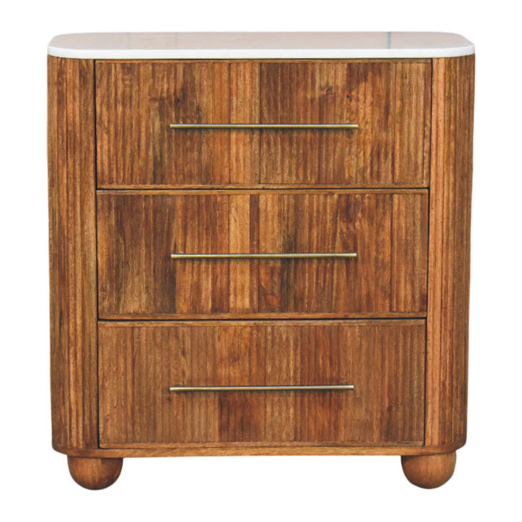 Milan Solid Wood 3 Drawer Chest With Mable Top