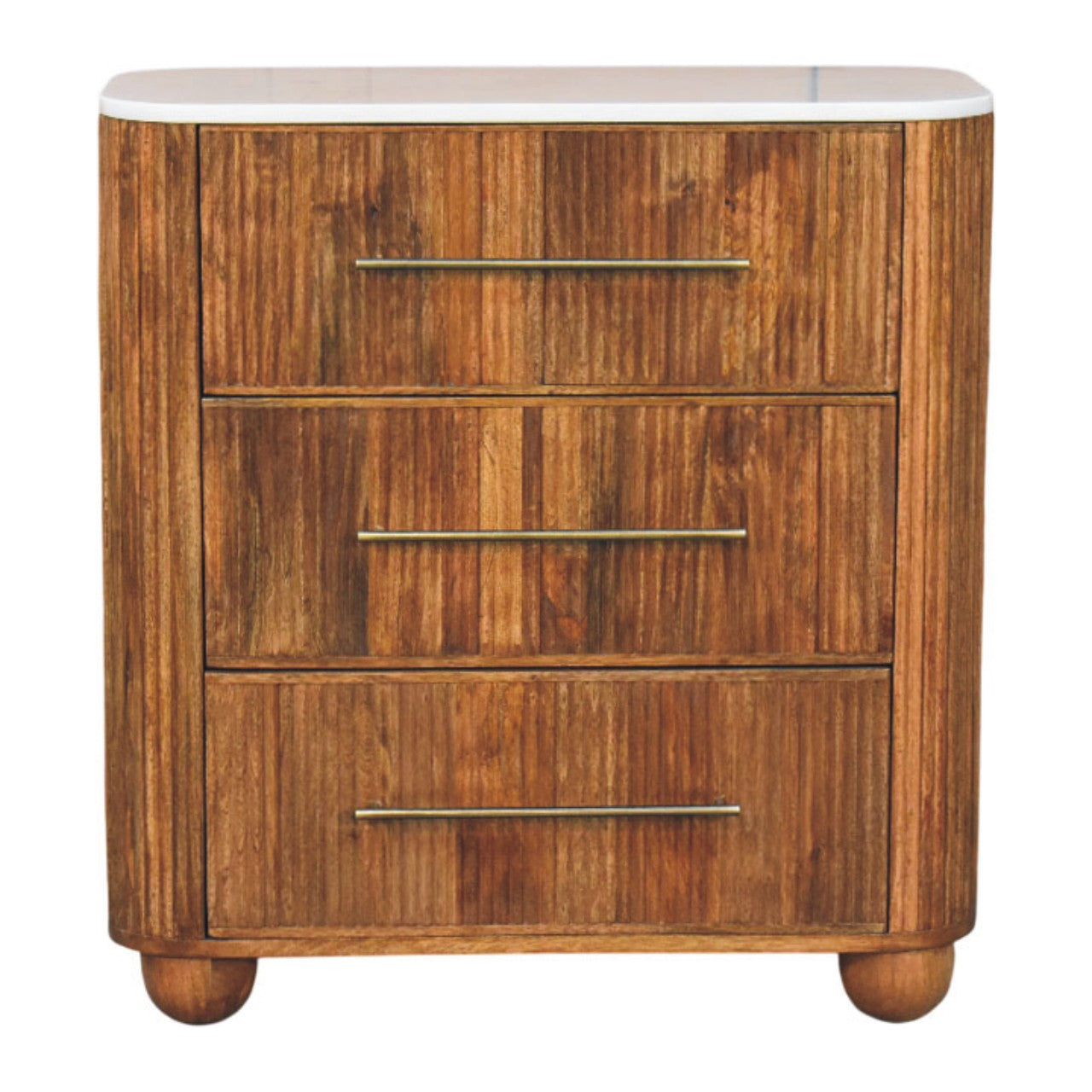 Milan Solid Wood 3 Drawer Chest With Mable Top