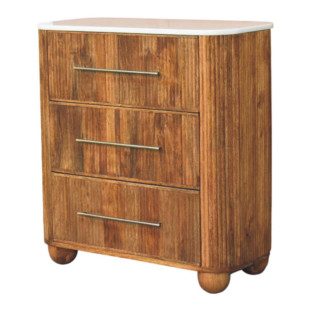 Milan Solid Wood 3 Drawer Chest With Mable Top