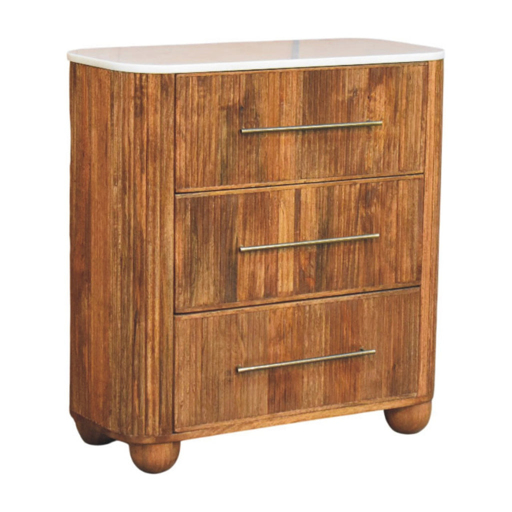 Milan Solid Wood 3 Drawer Chest With Mable Top