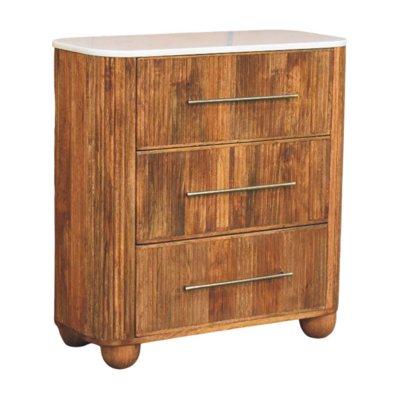 Milan Solid Wood 3 Drawer Chest With Mable Top
