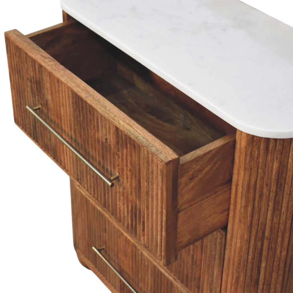 Milan Solid Wood 3 Drawer Chest With Mable Top