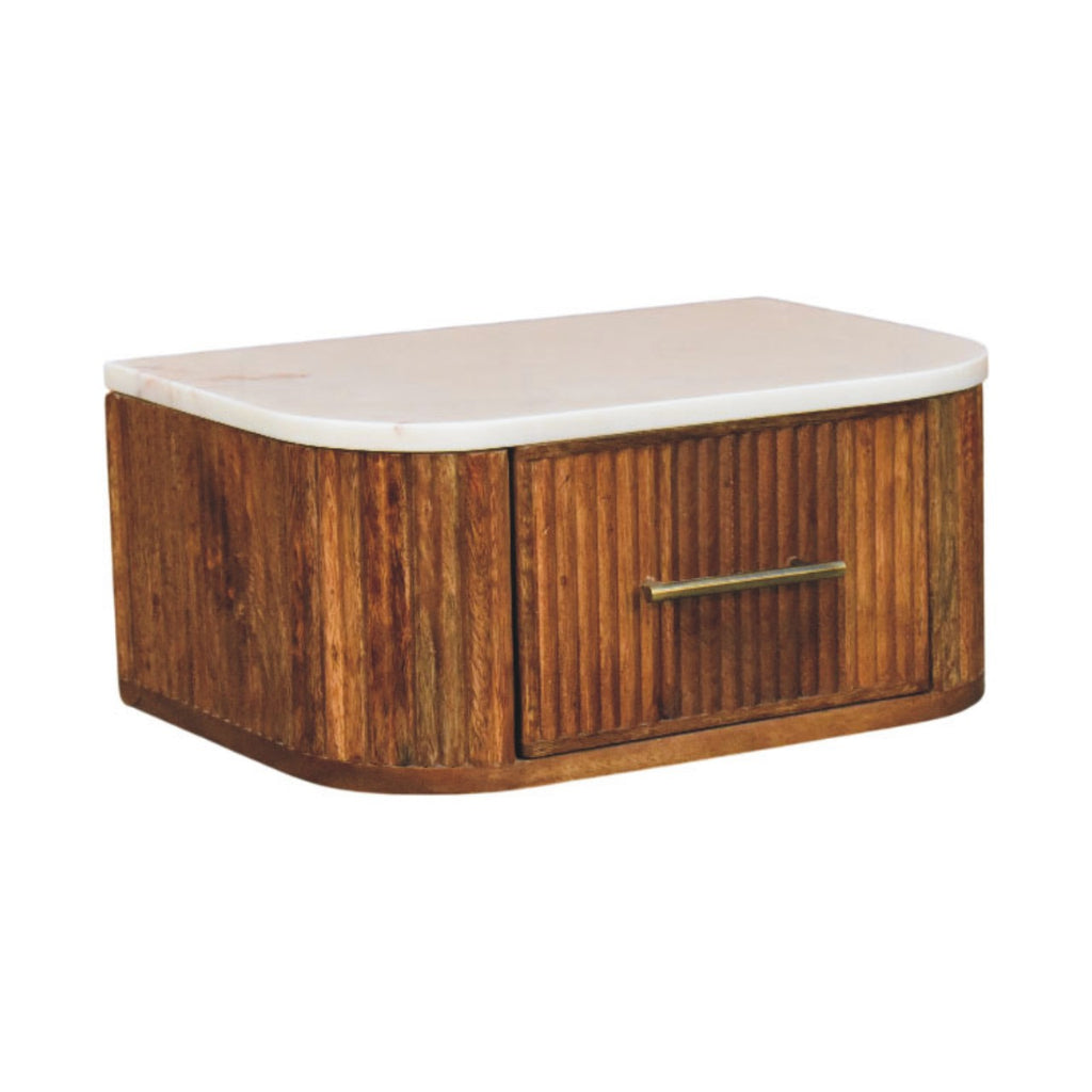 Beaumont floating bedside wall-mounted showing fluted front detail
